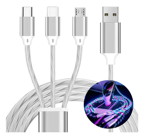 Miniatura 11 de Cable de carga 3 en 1, cable de carga LED múltiple, cable de carga iluminado, cable USB 3A, compatible con la mayoría de teléfonos inteligentes