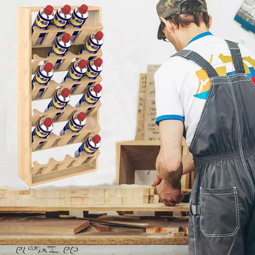 Miniatura 7 de Nisorpa Soporte para 24 latas de pintura en aerosol o lubricante, estante para latas de aerosol de 6 niveles, estante de almacenamiento de latas