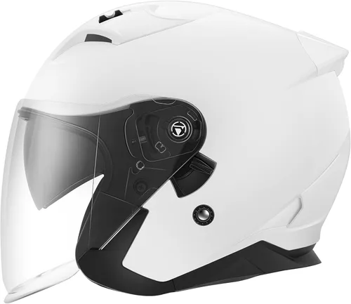 Casco abierto para motocicleta, YEMA YM-637 aprobado por DOT, medio casco 3/4 con visera solar para adultos, hombres y mujeres Blanco