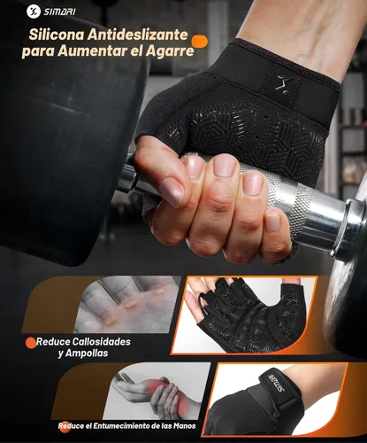 Miniatura 3 de SIMARI Guantes transpirables de entrenamiento para hombres y mujeres, guantes de levantamiento de pesas con acolchado, agarre, protección completa