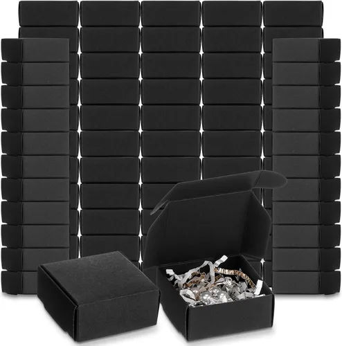 Yinkin 200 piezas de cajas de regalo pequeñas de papel kraft a granel de 5,5 cm x 5,5 cm x 2,5 cm, cajas de cartón con tapa para adornos, aretes,