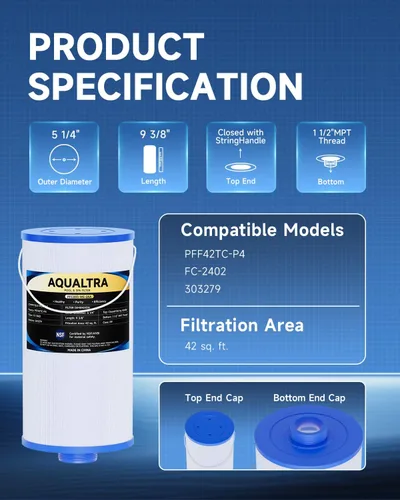 Miniatura 3 de AQUALTRA Los cartuchos de filtro para bañera de hidromasaje reemplazan el filtro de spa FC-2402, compatible con 303279, 78460, PFF42TC-P4, 5CH-37