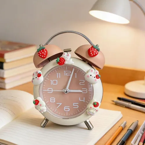Miniatura 10 de Reloj despertador para niños, reloj analógico para niños, relojes despertadores para dormitorios con personas que duermen mucho con calcomanías