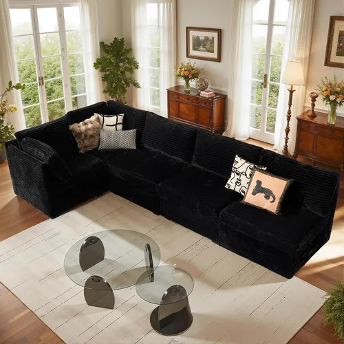 Miniatura 30 de Sofá Seccional Modular Sofá Nube - Sofás Seccionales Cómodos de Gran Tamaño en Forma de L para Sala de Estar, Sofá Cama Sleeper Convertible