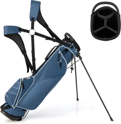 Miniatura 10 de Tangkula Bolsa de golf ligera y organizada, bolsa de hombro fácil de transportar con separadores de 4 vías y 4 bolsillos para almacenamiento Negro