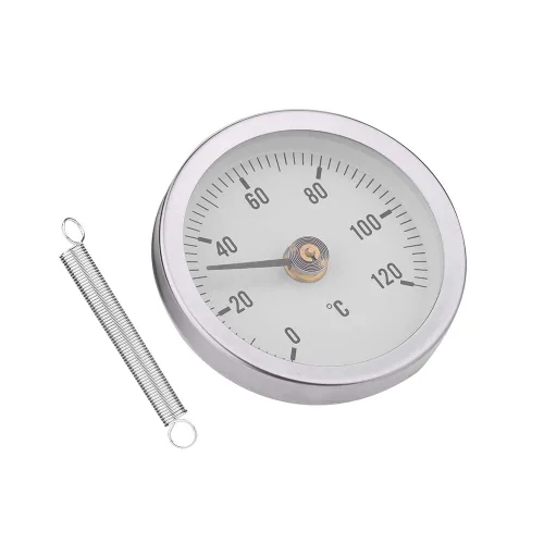 Termómetro de resorte TS-W50A 2.480 in 0-120 ° Termómetro de tubo de temperatura bimetálico IP55 Termómetro de abrazadera de aluminio