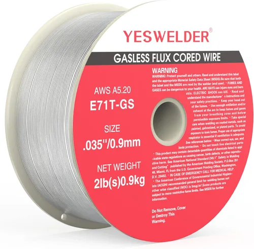 YESWELDER Alambre MIG sin gas con núcleo de flujo, acero al carbono suave E71T-GS de 0.035 pulgadas de diámetro, 2 libras, alambre de soldadura de