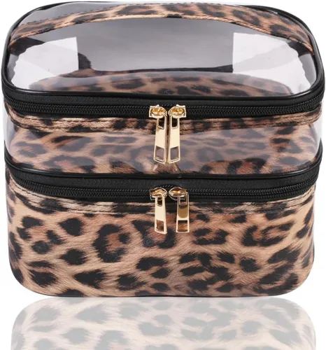 Miniatura 9 de FITINI 3 piezas de bolsas de maquillaje de doble capa, organizador de grandes estuches de cosméticos de viaje, bolsas de aseo impermeables, pequeña
