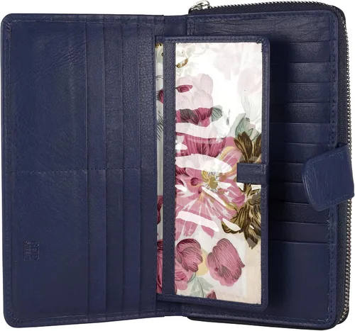 Miniatura 10 de Cartera grande de piel para mujer con bloqueo de identificación por radiofrecuencia