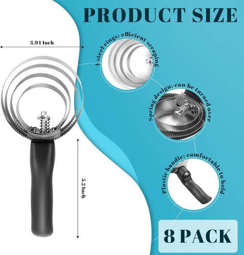 Miniatura 2 de Tanlade Paquete de 8 peines de curry para caballo, peine de curry de metal reversible, 4 anillos, acero inoxidable, peine de curry de primavera