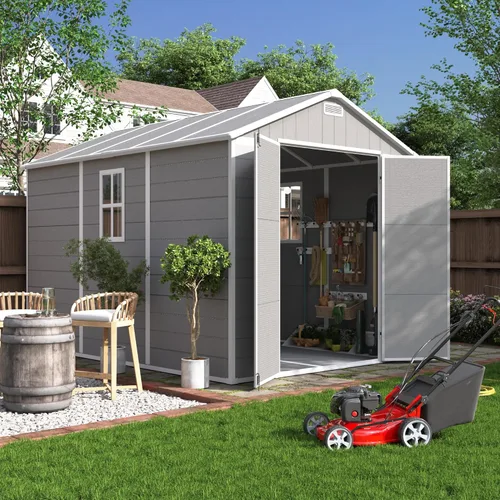 Miniatura 13 de UDPATIO Outdoor Storage Shed 5x3 FT, Garden Resin Shed for Bike, Garbage Can, Tools, Outside Plastic Sheds with Floor for Backyard, Patio, Lawn