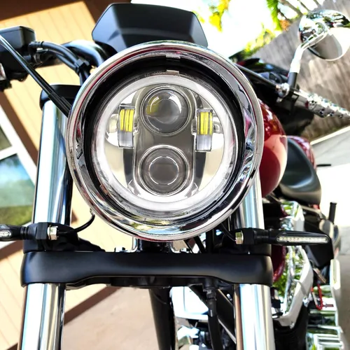 Miniatura 7 de Faro LED para motocicleta, 5-3/4 pulgadas, redondo, cromado, proyector LED con DRL blanco compatible con XL883N/FLSTS/XG750/FXDWG/XL1200V