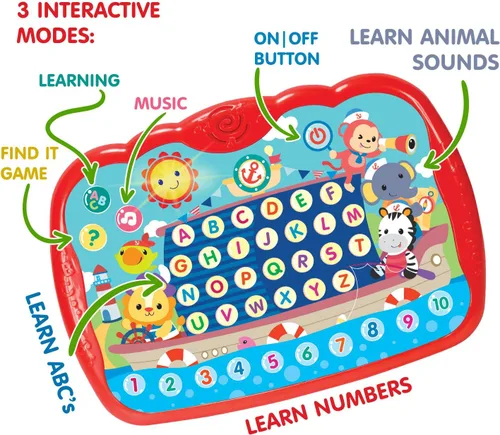 Miniatura 2 de Tableta de aprendizaje para niños pequeños de 1 a 3 años, juguete educativo ABC para aprender alfabeto, número, música y palabras, juego electrónico