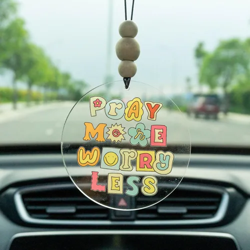 Miniatura 28 de Talataca Adorno plano 2D cristiano para automóvil y cuentas de madera, citas inspiradoras con cuentas, accesorios para espejo retrovisor, colgante 37