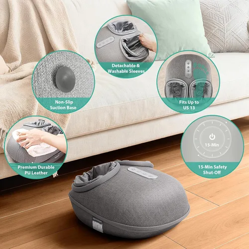Miniatura 4 de Medcursor - Aparato masajeador de pies con calor, amasado profundo Shiatsu, proporciona alivio para músculos cansados y plantares, ajustes de varios