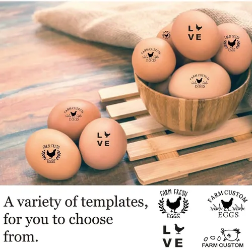 Miniatura 3 de Sellos personalizados de huevo de pato para huevos frescos con tinta de secado rápido, sellos personalizados de cartón de huevos de 0.65/0.8/1