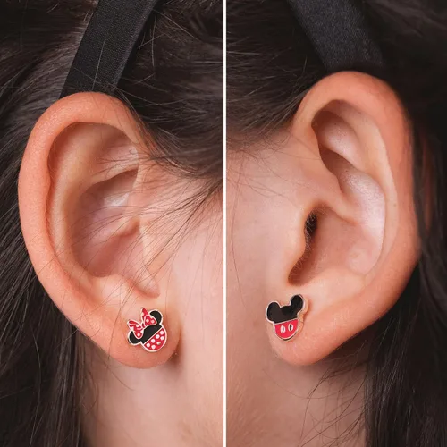 Miniatura 3 de Disney Mismatched Stud Earrings Mickey and Minnie Mouse Silver Plated Officially Licensed