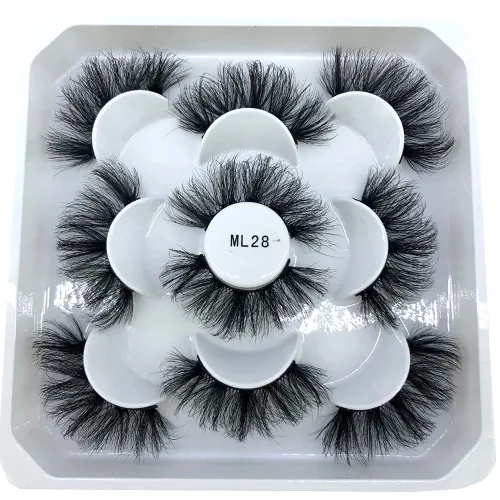 Miniatura 44 de 5 pares de pestañas postizas de visón 3D de 0.98 pulgadas a granel, con caja personalizada, pestañas postizas naturales finas al por mayor (ML-07)