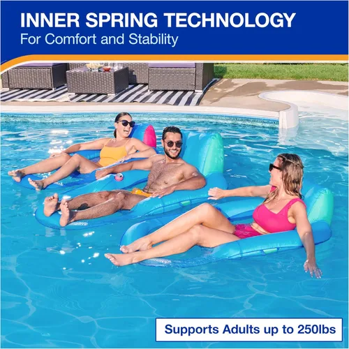 Miniatura 4 de SwimWays Spring Float - Tumbona reclinable prémium para piscina, flotadores inflables para adultos con inflado rápido para edades de 15 años