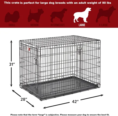 Miniatura 8 de MidWest Homes for Pets Large LifeStages - Jaula plegable para perros de doble puerta de 42 pulgadas, seguridad mejorada, incluye bandeja a prueba