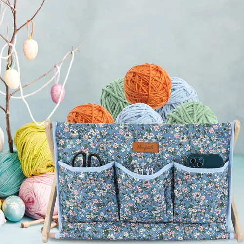 Miniatura 9 de Yarn Caddy - Organizador de almacenamiento de hilo de gran tamaño para madejas de hilo, organizador para ganchillos, agujas de tejer, otros azul1
