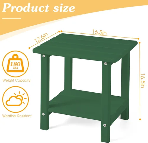 Miniatura 3 de Apolimi Adirondack - Mesa auxiliar para exteriores, mesa auxiliar de patio resistente de 2 niveles, resistente a la intemperie, mesa auxiliar sólida