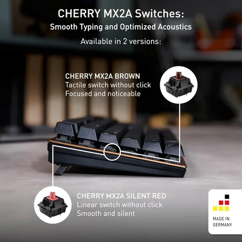 Miniatura 2 de Cherry KC 200 MX, teclado mecánico de oficina con cable, diseño moderno con elegante superficie de aluminio, conexión USB-A, interruptores marrones