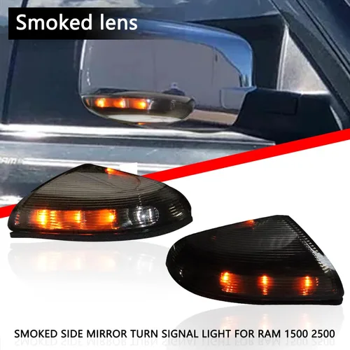 Miniatura 6 de Conjunto de Lámpara LED de Señal de Giro para Espejo Lateral Intermitente Ahumada Lámpara de Charco Compatible con Dodge Ram 1500 2500 2010-2018