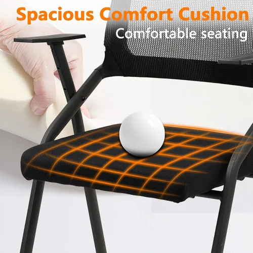 Miniatura 7 de CLATINA Sillas de oficina apilables y plegables con soporte lumbar ergonómico y cojín de asiento grueso, silla de recepción de tela de malla