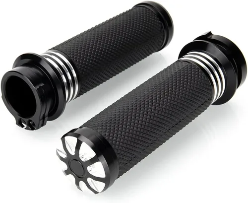 Empuñaduras de manillar de motocicleta de 1 pulgada, color negro, cromado, compatible con Harley Touring Honda, Yamaha, Suzuki, Kawasaki