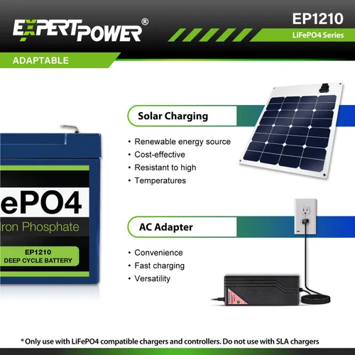 Miniatura 7 de ExpertPower - Baterías recargables de ciclo profundo LiFePO4 de litio de 12 V