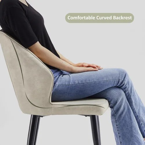 Miniatura 4 de TUKAILAi Juego de 2 sillas de comedor modernas, tapizadas de piel sintética con respaldo curvado y patas de metal, cómodas sillas laterales