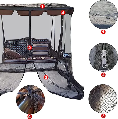 Miniatura 2 de Mosquitera para silla de columpio al aire libre, banco mecedora de jardín, cubierta de protección contra insectos, pantalla de malla con apertura