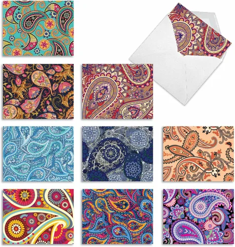Miniatura 9 de The Best Card Company - 10 coloridas tarjetas de notas en blanco con sobres (4 x 5.12 pulgadas) - Juego surtido en caja - Señales árabes M6588OCB