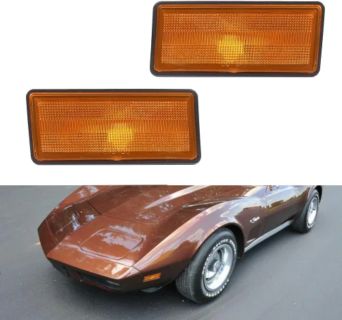 Miniatura 9 de Lente ahumada LED roja para Chevrolet Corvette C3 1974 1975 1976 1977 1978 1979 Luces de marcador lateral del parachoques delantero Lente ahumada