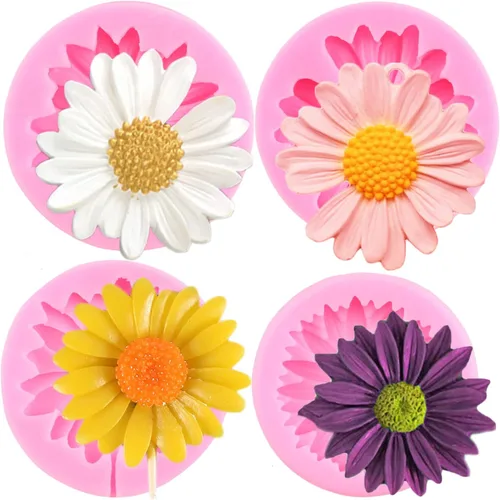 Miniatura 10 de Mujiang Molde de silicona con diseño de flores y orquídeas de chocolate, para decoración de pasteles, pasta de goma de mascar, juego de 4