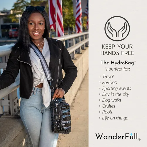 Miniatura 7 de WanderFull Original HydroBag Fits Up to 32 oz Water Bottle Holder with Strap – Hands-Free Crossbody Water Bottle Carrier Bag with Phone Pocket Negro