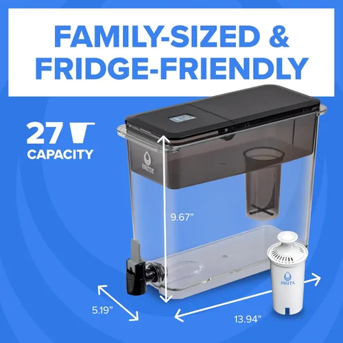 Miniatura 8 de Dispensador de agua Brita UltraMax grande con 1 filtro BritaPlus, capacidad para 27 tazas, negro (el paquete puede variar)