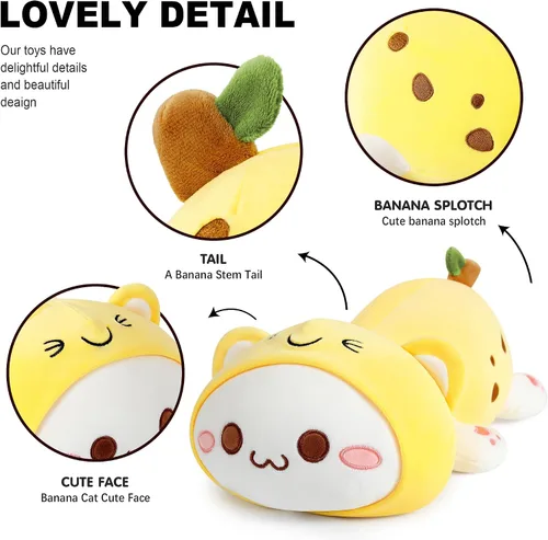 Miniatura 3 de Onsoyours - Lindo gatito plátano gato de peluche juguete de peluche suave almohada de felpa plátano para niños (gato plátano, 30 cm)