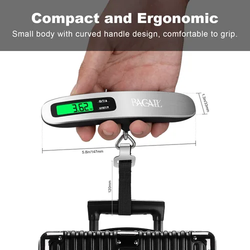 Miniatura 5 de BAGAIL Báscula digital de equipaje báscula de equipaje colgante con pantalla LCD retroiluminada báscula de peso de viaje báscula de peso portátil