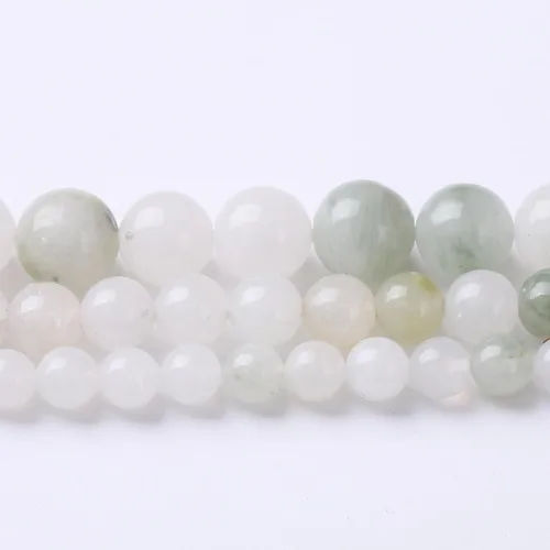 Miniatura 2 de Cuentas Redondas Sueltas de Gemas Naturales, Cuentas de Piedra Energética de Cristal para Hacer Joyas 15" (Jade Hielo, 10MM)