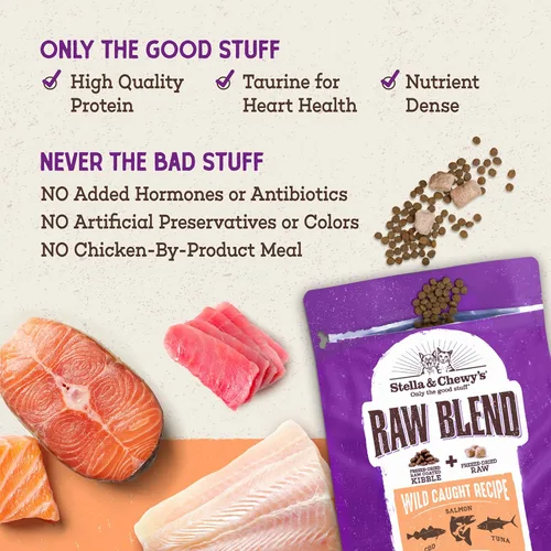 Miniatura 6 de Stella & Chewy's Raw Blend Premium Kibble - Comida para gatos sin granos, comidas ricas en proteínas, receta de pescado capturado en la naturaleza