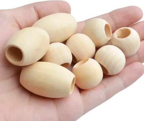 Miniatura 7 de Cuentas espaciadoras de madera natural, 100 cuentas de tubo sin terminar de agujero grande para decoraciones hechas a mano, pulseras, colgantes