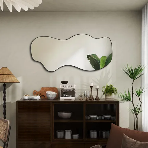 Miniatura 2 de POZINO Espejo irregular, espejo asimétrico sin marco de 47.2 x 21.6 pulgadas, espejos de pared abstractos, modernos espejos de forma extraña