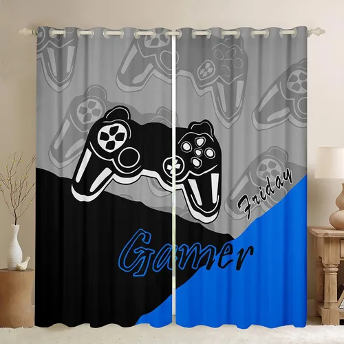Feelyou - Cortinas para dormitorio de jugadores para adolescentes y niños, cortinas de juego con controlador, decoración del hogar, jugador de