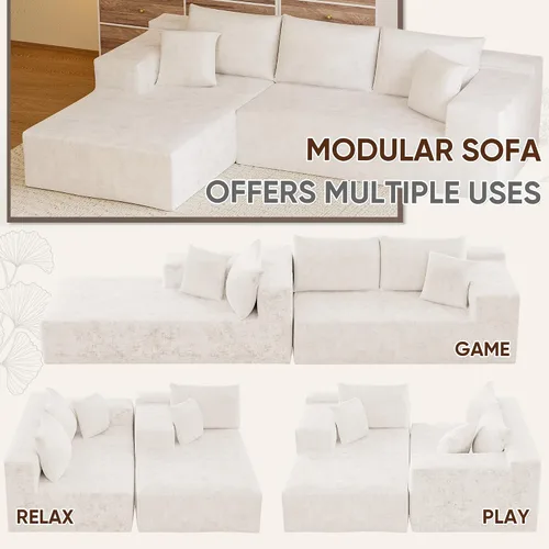 Miniatura 5 de VICTONE Sofás seccional de 108” Cloud, sofá modular sin huesos en forma de L con asiento profundo, sofás tapizados de comodidad moderna para sala