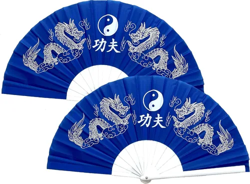 Miniatura 5 de Paquete de 2 abanicos de mano plegables grandes con dragones chinos para decoración del hogar, raves, festivales, conciertos, espectáculos - 13 Rojo