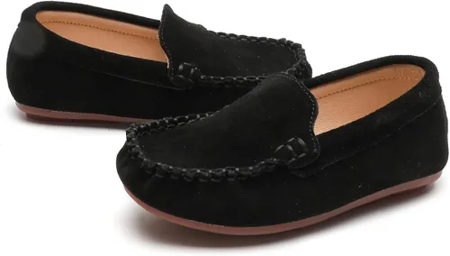 Miniatura 3 de DADAWEN Mocasines de piel de ante suave para niños y niñas pequeños, zapatos de vestir planos para barco, para boda, iglesia, zapatos Oxford