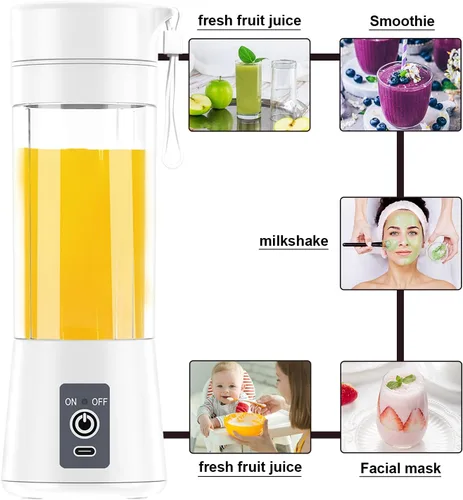 Miniatura 4 de Licuadora portátil Licuadora personal Mini Batidos Batidos Juicer Cup USB Recargable Blanco