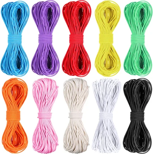 Boao Cordón elástico de cuentas multicolor de 131 yardas de 0.039 pulgadas para fabricación de joyas y costura, cordón elástico para coser y